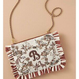 Anthropologie Beaded Monogram Clutch 'B"